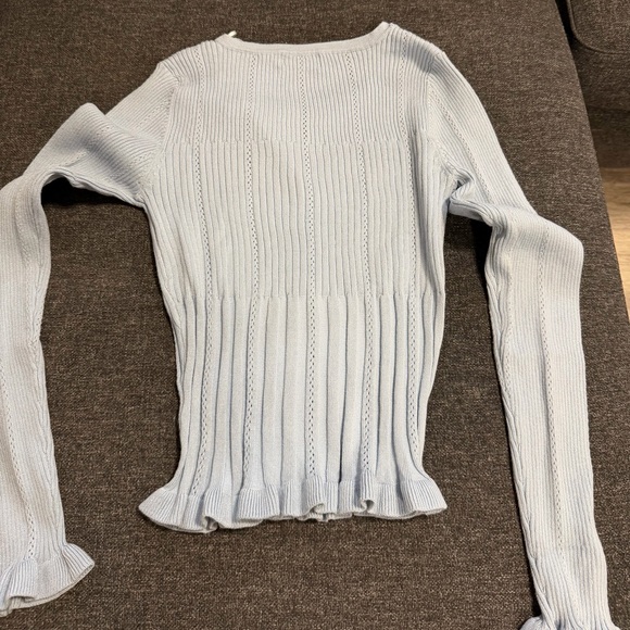 Ultra Pink Light Blue Ribbed Button-Front Cardigan - Picture 4 of 6